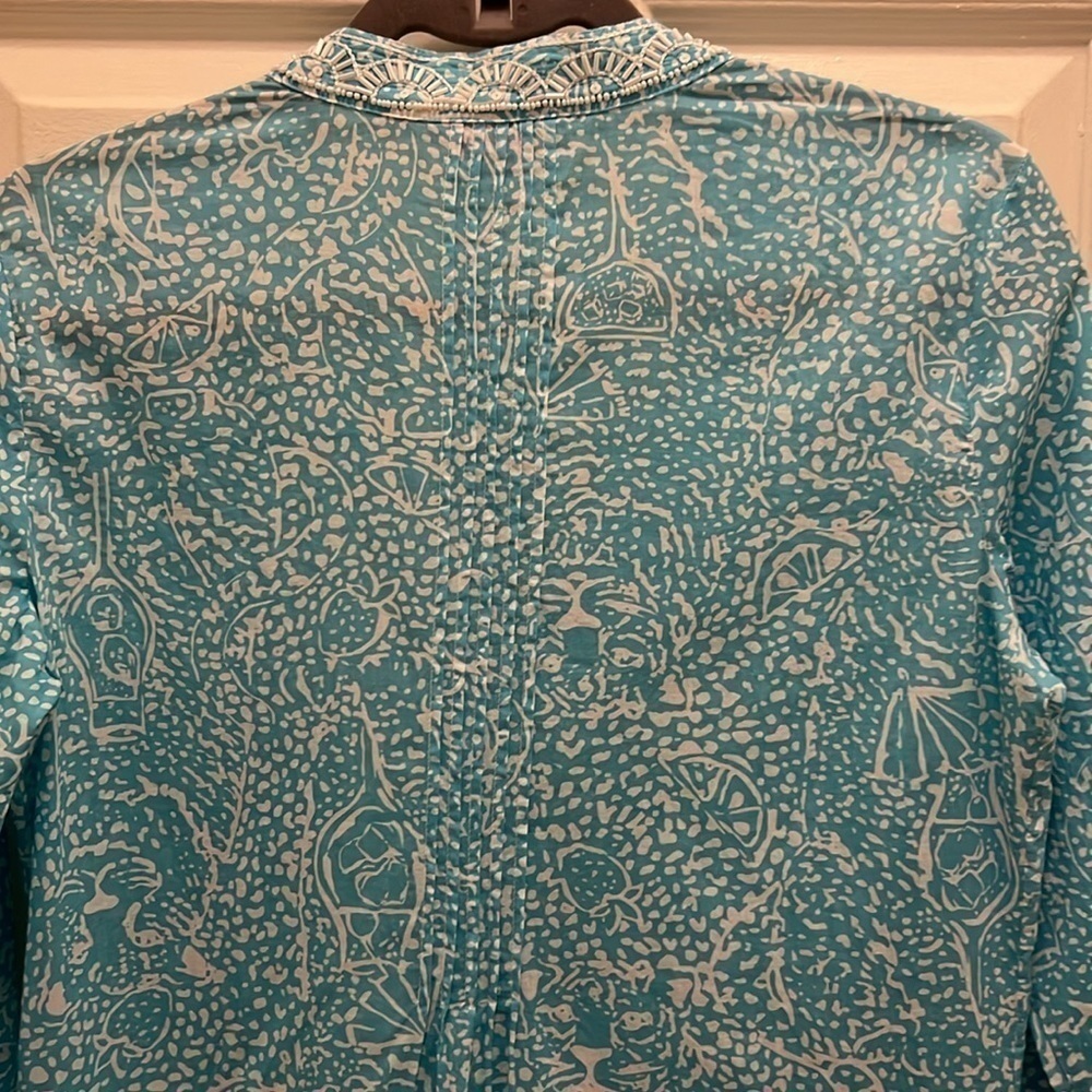 Lilly Pulitzer Sarasota beaded tunic. Shorely blue ice cake. EUC! Size small. - Picture 9 of 14
